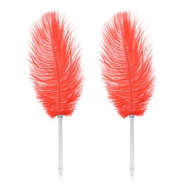PATIKIL Feather Ballpoint Pens, 2 Pack 0.5mm Fluffy Vintage Ink Pen Refined Coated Calligraphy Writing Signature Guest Wedding Gift Red