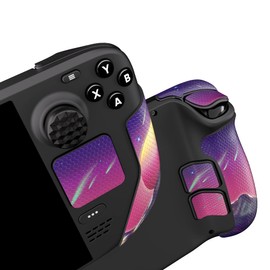 playvital Non-Slip Grip Mat for Steam Deck LCD, Trackpads Mat Grip Pad Back Buttons Pads Skin Sticker Set for Steam Deck OLED with Thumbstick Cap Honeycomb Structure of Cyber Moon