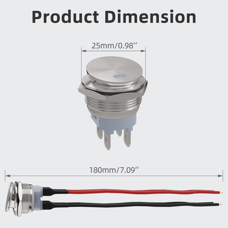 APIELE 22mm Metal Stainless Steel Toggle Switch IP65 Waterproof Switch