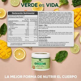 Valara Greens Jugo Verde En Polvo 270 Gr - 30 Porciones - Sabor Mango, Espirulina Y Fibra De Manzana - Suplemento Alimenticio con Ingredientes...     