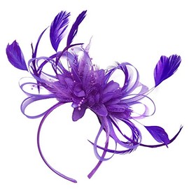 Caprilite Purple Feather Hair Fascinator Headband Wedding and Royal Ascot Races Ladies
