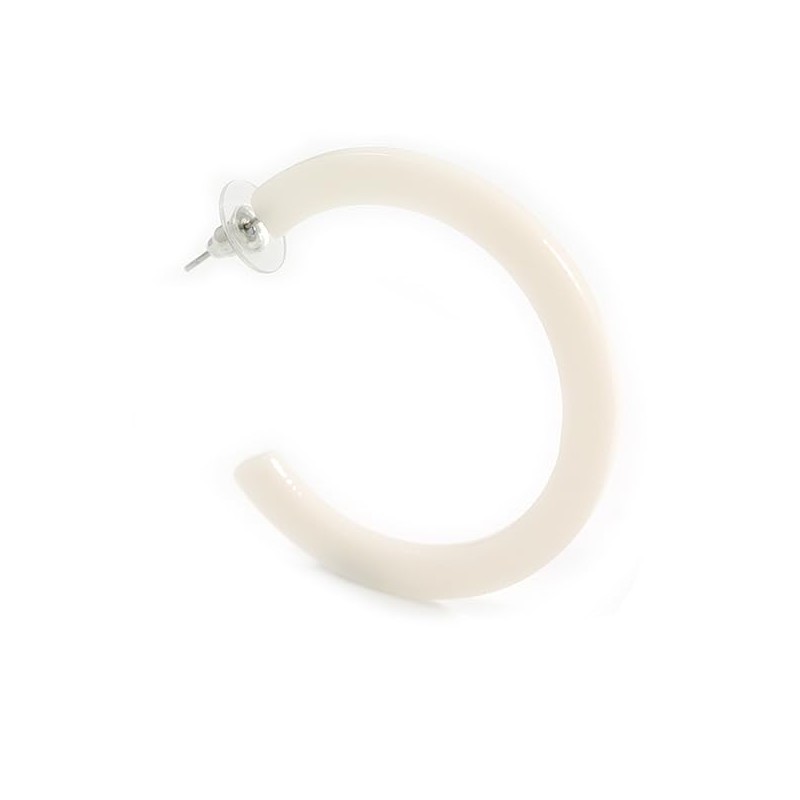 White Glossy Acrylic Hoop Earrings/45mm Diameter/Latest Hoop Earring Trends