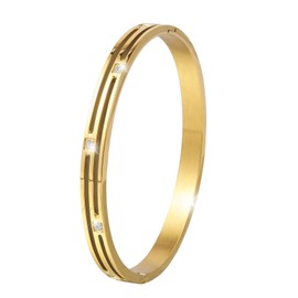 JJDreams Gold Plated Cubic Zirconia Bangle 4 mm Classic Tennis Bracelet Fashion Jewellery Wedding Birthday Gifts for Women, Stainless Steel