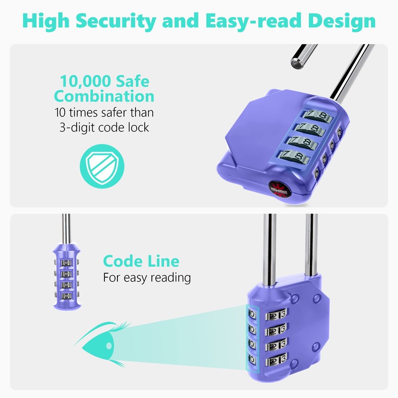 KAWAHA CL21VP 2.6 Inch Long Shackle Combination Lock, 4 Digit