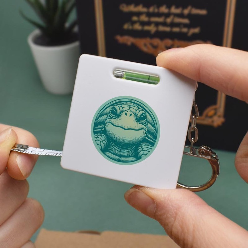 Azeeda 'Cute Smiling Turtle' Keyring Tape Measure/Spirit Level Tool (KM00043121)
