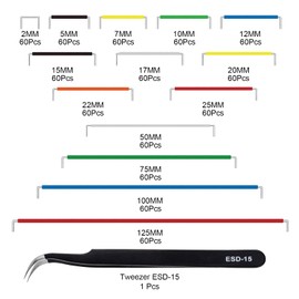 AUKENIEN Breadboard Jumper Wires, 2-125 mm, U Shape Wire Bridges, Set of 840, Jumper Cable for Arduino with Tweezers