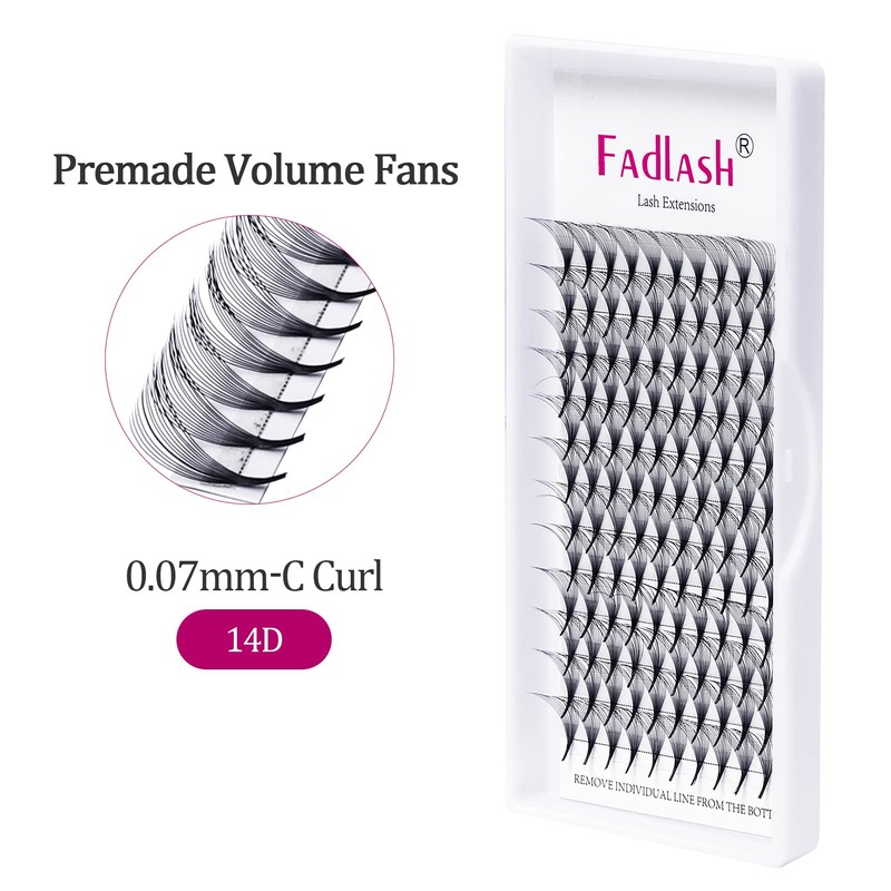 Volume Eyelashes, 14D, 0.07 mm, C Curl, 12 mm, Volume