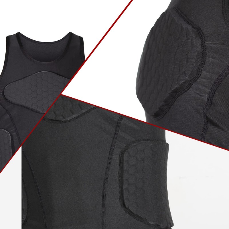 DGYAO Rugby Padded Compression Vest Sleeveless Shirt Chest Rib Back