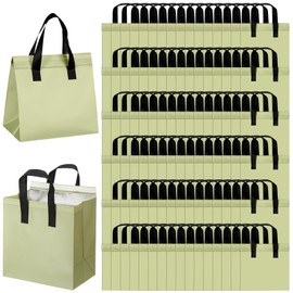 FoldTier 50 Pcs Insulated Take Away Bags Bulk Thermal Insulation Food Bags for Coffee Milk Tea Hot Cold Fresh Food Seafood Cooler Pizza Delivery for Catering Restaurant Grocery (Classic,Green)