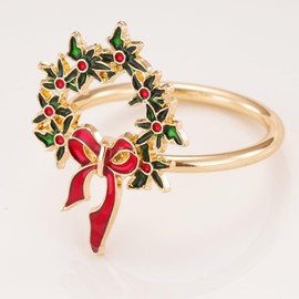 JOINSI 8Pcs Christmas Napkin Rings for Dinning Table Decoration Holiday Party Home