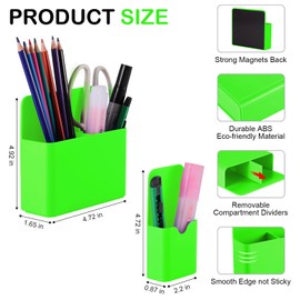 KITANIS Magnetic Pen Holder,2 Pack Magnetic Dry Erase Marker Holder with Generous Compartments,Strong Magnet Storage Marker Pen Pencil Organizer for Refrigerator,Whiteboard,Locker Accessories