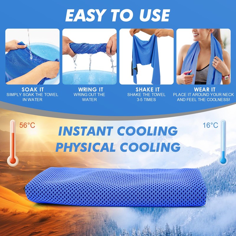 CSITE 3 Pack Cooling Towels (47"x12") for Neck and Face,