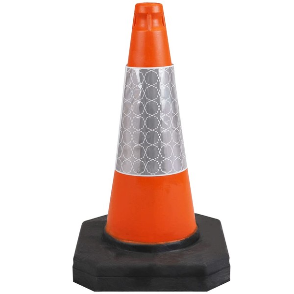 460mm 1-Piece High Traffic Cones for Street Safety - Strong and Durable Outdoor Cones with Very Low Centre of Gravity - U.K Made Safety Cones