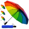 Rare 12 Rib Rainbow Umbrella Automatic Compact - 50MPH Strong