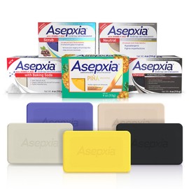 Asepxia Soap Face Wash Variety Pack – 4 Facial Bars for Acne Treatment, and 1 Facial Bar For Brighteness & Softness | Oil Removal, Blackhead Care in a Complete Skin Routine | 4 oz Each | 5-Pack