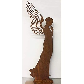 STEINFIGURENWELT GIEBEN Angel Santine Praying 30 cm Wings Filigree Patina Rust Rust Metal Figure Christmas Angel Elf