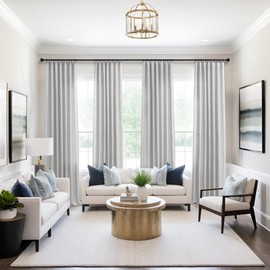 Gray Curtains 2 Panels Sets 45 Inch Length for Kitchen Door Rod Pocket Flax Linen Semi Sheer Short Fresh Decent Soft Grey Contemporary Curtain for Living Room Bathroom Apartment Front Entryway 52x45