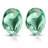 Pierced Owl Green Alien Head Double Flared Plugs, Sold as