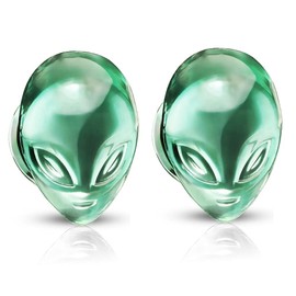 Pierced Owl Green Alien Head Double Flared Plugs, Sold as a Pair (8mm (0GA))