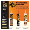 Gorilla Heavy Duty Construction Adhesive, 2.5 ounce Squeeze Tube, White,