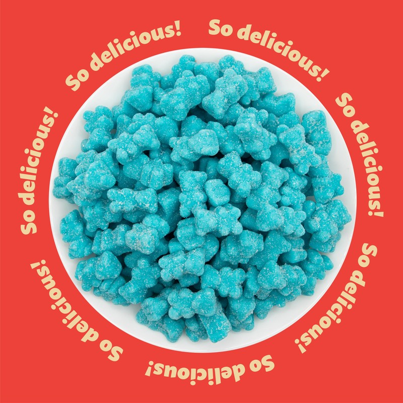 Sour Gummi Bears Candy 2-Pound Bag | Blue Raspberry Chewy