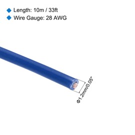 sourcing map 28AWG Stranded PVC Hookup Wire 10M/33ft Blue, Electrical UL1007 Spool Tinned Copper Wire for Internal Connecting, Marine