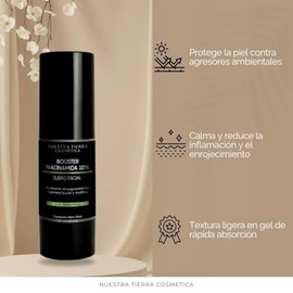 Nuestra Tierra Cosmetica Booster Niacinamida 10%, Suero Facial Despigmentante para Cutis Graso y Mixto, 30ml