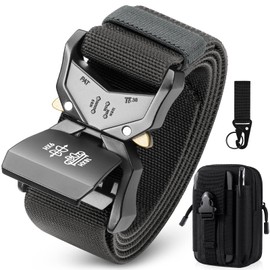 BESTKEE Tactical Belt,Military Belt Rigger 1.5 Inches Nylon Webbing Belt with Heavy Duty Buckle, Gift with Molle Pouch