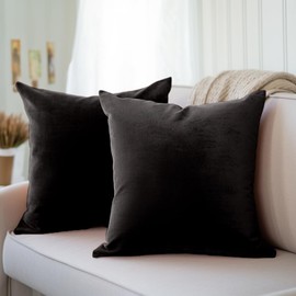 Encasa XO Velvet Throw Pillow Covers 20x20 in (50x50 cm) - Cream - Set of 2 No Inserts, Only Pack of 2 Cases | Soft Square Decorative Euro Shams Cushion Cover for Couch, Sofa