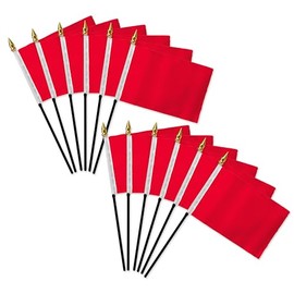Red Solid Color 4x6in Stick Flag - 1 dozen pack