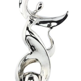 Deco 79 Ceramic People Decorative Sculpture Dancing Home Decor Statue, Accent Figurine 10" x 5" x 25", Silver
