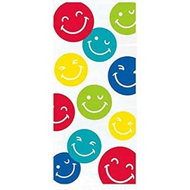 Unique Happy Face Cellophane Bags (Pack of 20) - 11" x 5" - Vibrant Multicolor Party Favor Bags - Ideal for Kids Birthdays, Holidays & Themed Events