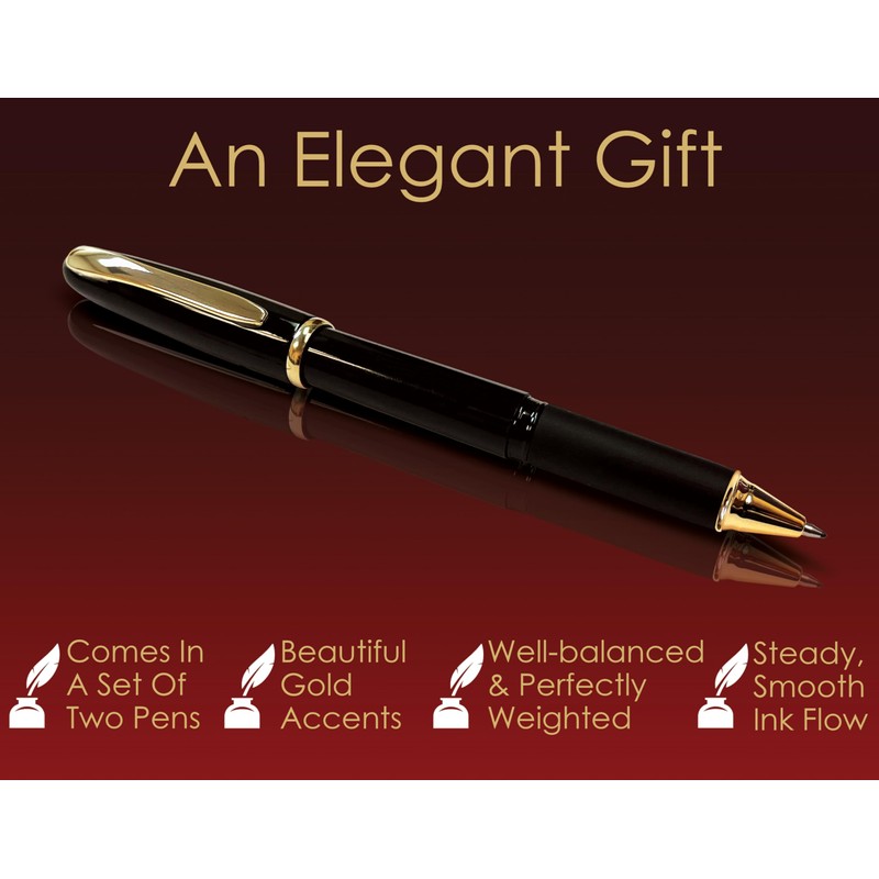 Better Office Products Executive Black Gel Pen, 2 Pack, Classic