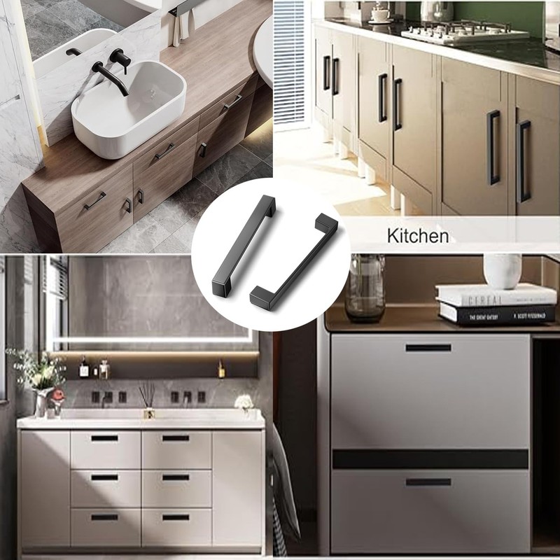 Hysgscwd 10PCS 3.8-inch Drawer Handles, Matte Black Cabinet Handles, Hardware,