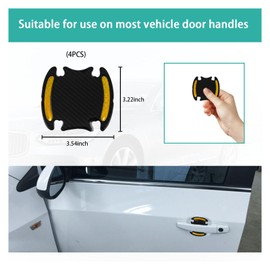 Augeny 4 PCS Car Door Handle Protector Reflective Stickers, Universal 3D Carbon Fiber Auto Door Handle Paint Guard, Anti-Scratch Car Door Bowl Protective Film for Most Cars (Yellow)