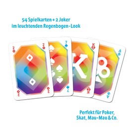 moses. Rainbow Playing Cards - Stylish Card Set for Adults & Children, for Skat, Poker, Mau Mau & More, from 6 Years, 2+ Players