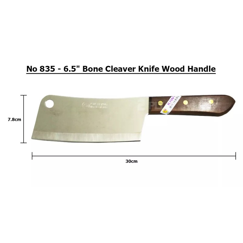 Kiwi #835 Vegetable Chopping Knife/cleaver stainless wood handle 6.5" Inches