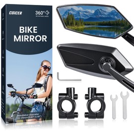 2pcs Bike Mirror Handlebar Mount 360° Adjustable Blue, Wide Rear View Mirror Bicycle Mirrors for Handlebars with Scratch Resistant Glass, Bike Rear View Mirror for Scooter, Motorcycle, Bike Accessory