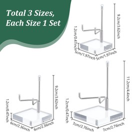PH PandaHall 3 Sizes Adjustable Arm Display Stand Clear Acrylic Easel Crystal Display Stand Small Mineral Display Stand Acrylic Rock Stands Holder for Gemstones Minerals Agate Display Platinum