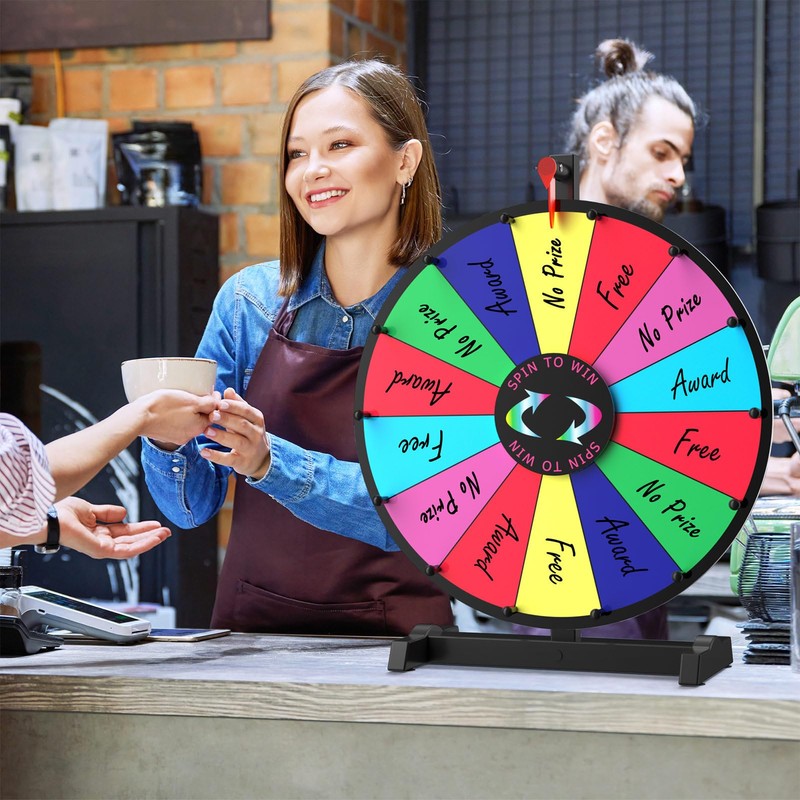 Facilife 18 Inch Prize Wheel Spinner with Stand, 14 Slots