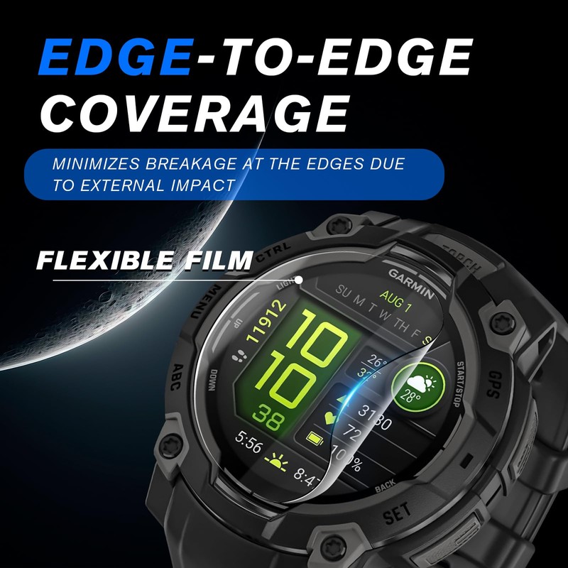 NECARSIN 6 Packs Compatible for Garmin Instinct 3 45mm Screen