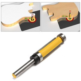 Mesee 2Pcs Top and Bottom Bearing Flush Trim Pattern Router Bit Set, 1/4'' Shank Template Trimming Bits Double Bearings Trim Router Bits Woodworking Milling Cutter Tool