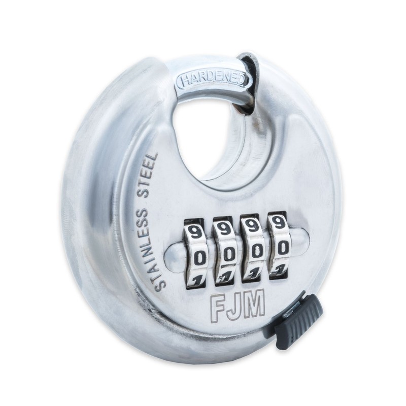 FJM Security SX-790 4-Dial Combination Disc Padlock, Chrome - 4
