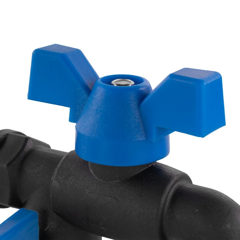 Double Outlet Ultra Tough Nylon Garden tap,Butterfly Handle,1/2" bsp Inlet