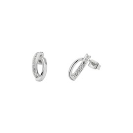 Karen Millen Oval Pavé Chain Stud Earrings for Women (Silver/Crystal)