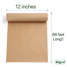12” x 66’ Kraft Paper Roll - Recyclable Wrapping Paper- Packing Paper for Gift wrapping, Moving, Floor Covering, Art Crafts, Table Runner (12” x 66’feet)