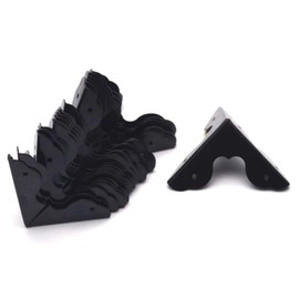 XMHF Box Corner Protector Triangle Metal Case Wooden Box Edge Safety Guard for Furniture Decor 1-1/4" x 1-1/4" Black Pack of 8