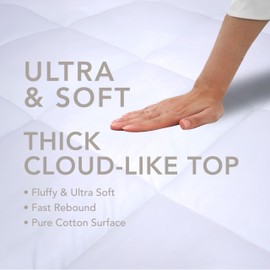Epitex Cloud Top Queen Size Mattress Topper – Extra Thick and Fluffy Pillow Top for Queen Bed, Breathable, Cooling and Supportive with 8-16'' Deep Pocket Design, Skid-Proof Bottom, 7 Inches, White