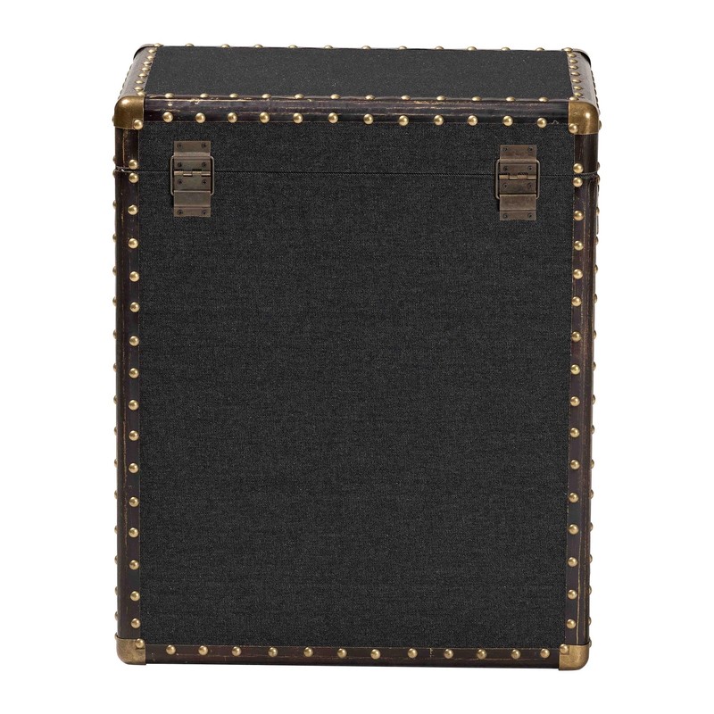 Baxton Studio Agatha Canvas Storage Trunk, 2-Drawer, Black/Brown/Dark Brown