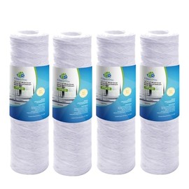 CFS – Universal Whole House String Wound Sediment Water Filter Cartridges Compatible with Smart Pack, GE FXWSC Models – Replacement Filter Cartridge – 5 Micron – 10" x 2.5" (4 Pack)